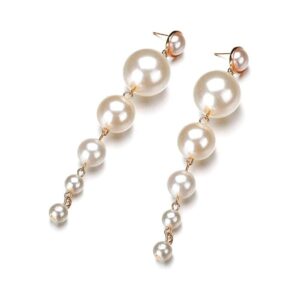EARRINGS PEARL LONG DANGLER, EARRINGS FOR GIRLS AND WOMEN- WHITE
