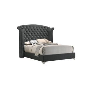 MELODY QUEEN BED GRAY VELVET- 4PCS