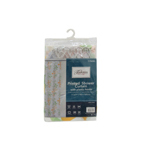 1PC PRINTED PEVA SHOWER CURTAIN WITH PLASTIC HOOK