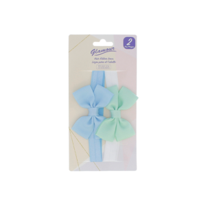 HAIR RIBBON BOW- BLUE, GREEN