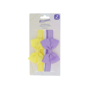 HAIR RIBBON BOW- YELLOW, PURPLE