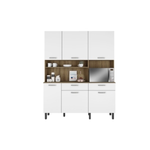 KITCHEN CABINET 6 DOORS, 1 DRAWER- 140CM- WHITE