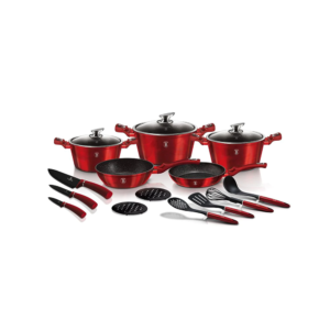 BERLINGER HAUS COOKWARE SET- PRECISION FIT TEMPERED GLASS LIDS AND TURBO INDUCTION BASED- INCLUDE KNIFE SET, KITCHEN TOOLS, CASSEROLE WITH LID