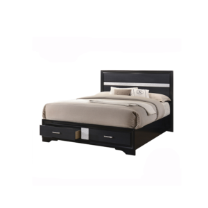 QUEEN STORAGE BED- BLACK WOOD