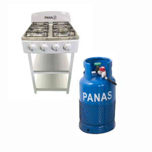 PROPANE CYLINDER, PANAS 25 LBS BLUE + PANAS 4 BURNERS WITH RACK