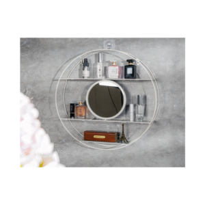 DECORATIVE METAL SHELF  WITH MIRROR- WHITE