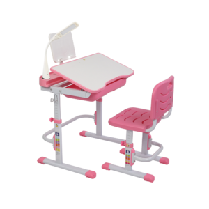 STUDY DESK ADJUSTABLE FOR CHILDREN WITH TILT DESKTOP, BOOK STAND, STORAGE DRAWER- PINK