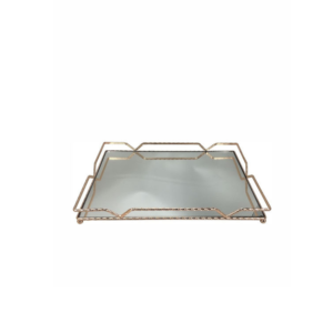 GOLDEN TRAY DECORATION GLASS+ METAL WITH OVERGILD- 40*30*5.5CM