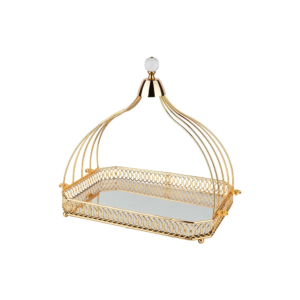 DECORATIONS HOME ORNAMENT JEWERLY TRAY- KITCHEN SUPPLIES, FOOD TRAY- GOLD 35*22*39CM