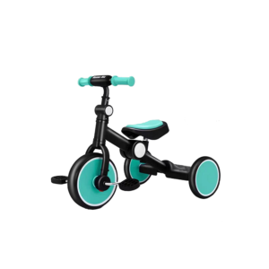 TRICYCLE BUZZ BLACK & TURQUOISE FOLDABLE, 3 IN 1 TODDLERS BIKE KIDS