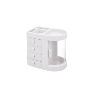 MAKEUP ORGANISER BOX, COSMETICS STORAGE ADJUSTABLE- WHITE