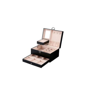MULTI-LAYER JEWELERY AND MAKEUP BOX WITH MIRROR- BLACK