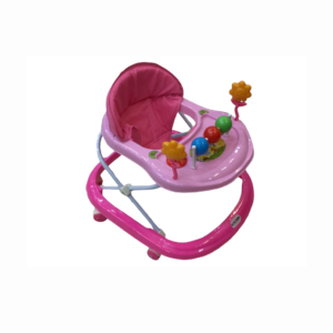PINK BABY WALKER- CAR, ADJUSTABLE HEIGHT, STROLLER WITH 8 WHEELS, FOLDABLE, BRAKE