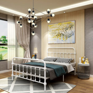 HOME FURNITURE METAL IRON BED WITH RAILINGS 200*120*110 CM