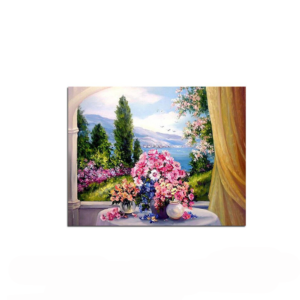 FRAMELESS DIY OIL PAINTING BY NUMBERS COLORFUL FLOWERS WINDOW PICTURES CANVAS FOR LIVING ROOM HOME WALL DECOR