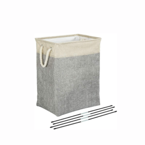 MEERVEIL DIRTY LAUNDRY BASKET, LAUNDRY BASKET WITH HANDLES, DIRTY CLOTHES HAMPER, 42x31x50CM, CLOTHES STORAGE BAG, FOLDABLE, GRAY