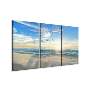 3 PIECES CANVAS PRINT THE SEAGULLS AND THE SEA AT SUNRISE 90 x 60 CM(3 x 30 x 60CM)