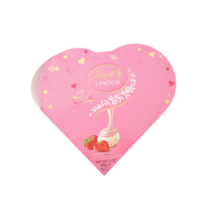 LINDT LINDOR VALENTINE'S STRAWBERRIES & CREAM WHITE CHOCOLATE TRUFFLES HEART- 3OZ