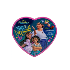 ENCANTO VALENTINES HEART TIN WITH MILK CHOCOLATE HEARTS- 3.6OZ