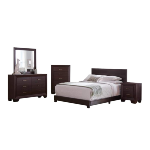 5-PC BROWN/ DARK COCOA WOOD FULL BEDROOM SET