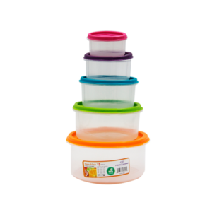 48PCS ASSORTED COLOR PLASTIC FOOD CONTAINER- SET 5PCS