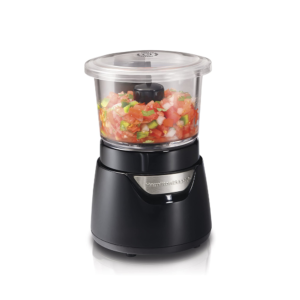 HAMILTON BEACH STACK & PRESS MINI 3-CUP GLASS BOWL FOOD PROCESSOR & VEGETABLE CHOPPER, BLACK