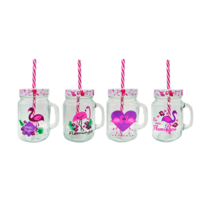 FLAMINGO GLASS MUG PINK- 48PCS
