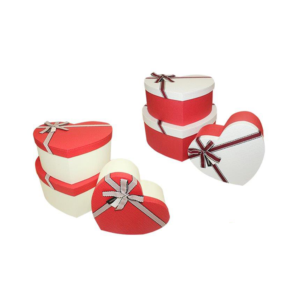 HEART SHAPED GIFT BOX, PACKING MATERIAL, 3 DIFFERENT SIZED
