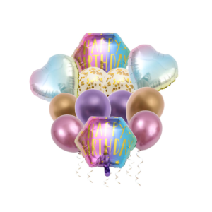 12PCS 22INCH HEXAGON, HAPPY BIRTHDAY BALLOON BOUQUET PARTY DECORATION FOR BABY SHOWER