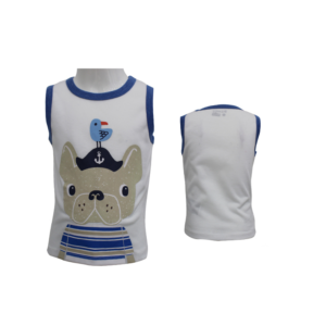 BOY'S T-SHIRT 6-24M- WHITE/ BLUE