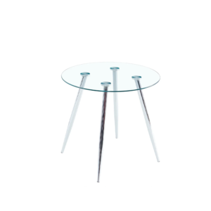 ROUND GLASS DINING TRANSPARENT GLASS TABLE IRON