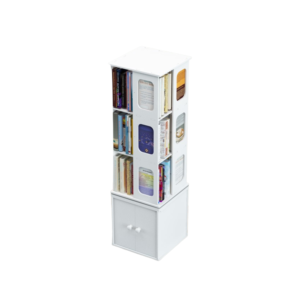 ROTATING, BOOK RACK, BOOKSHELF MULTI-TIERS- WHITE (3 LAYERS)