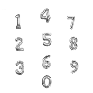 NUMBER DECORATE BALLOONS FOIL HELIUM 16''- SILVER