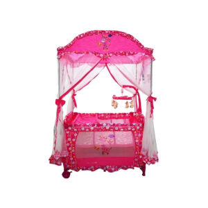 METAL BABY BED PLAYING PEN (PINK)