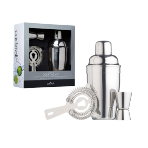 STAINLESS STEEL COCKTAIL MAKING SET BARTENDER KIT 3 PIECE SHAKER SET BAR