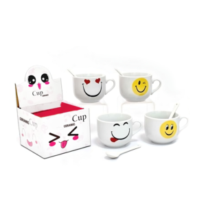 CERAMIC CUPS WITH SPOON 180 ML