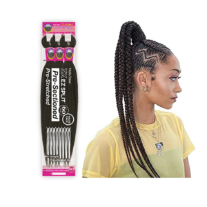 JANET COLLECTION BRAIDS PRE-SECTIONED NALA TRESS 3X EZ SPLIT PRE-STRETCHED 60", 1B)