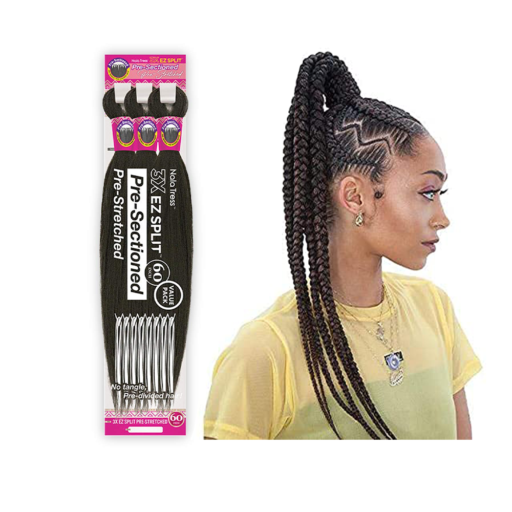 JANET COLLECTION BRAIDS PRE-SECTIONED NALA TRESS 3X EZ SPLIT PRE-STRETCHED  60, 1B)