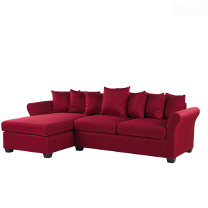 RED FABRIC RIGHT-SIDE FIXED CORNER SOFA, FOR 3 PEOPLE