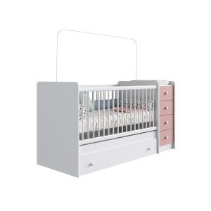 THE BABY BED TRANSFORMS INTO: DESK, WARDROBE, TEENAGER BED