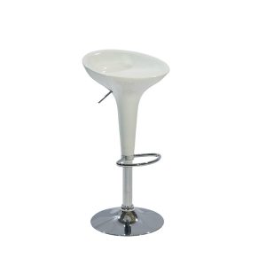 KITCHEN BAR STOOLS, MODERN DESIGN, CHROME STEEL BASE- WHITE