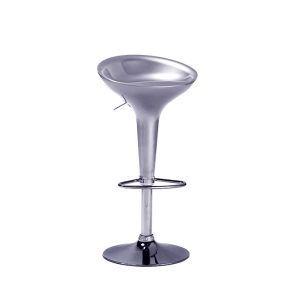 KITCHEN BAR STOOLS, MODERN DESIGN, CHROME STEEL BASE- GREY