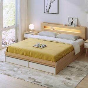 KING AND QUEEN SIZE BED, FRAME WITH LIGHT, MODERN DESIGN, FACTORY