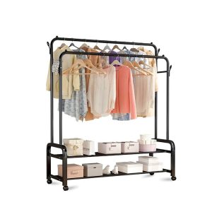 DOUBLE ROD HOUSE ENTRANCE DOOR CLOTHES HOOK WITH 4 HOOKS