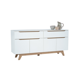 SCANDINAVIAN MATTE WHITE AND LIGHT WOOD BUFFET